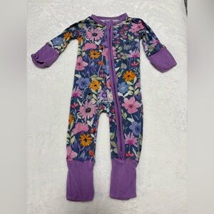 Little Sleepies Dusk Blooms Zippy Newborn Bamboo Floral Purple VGUC